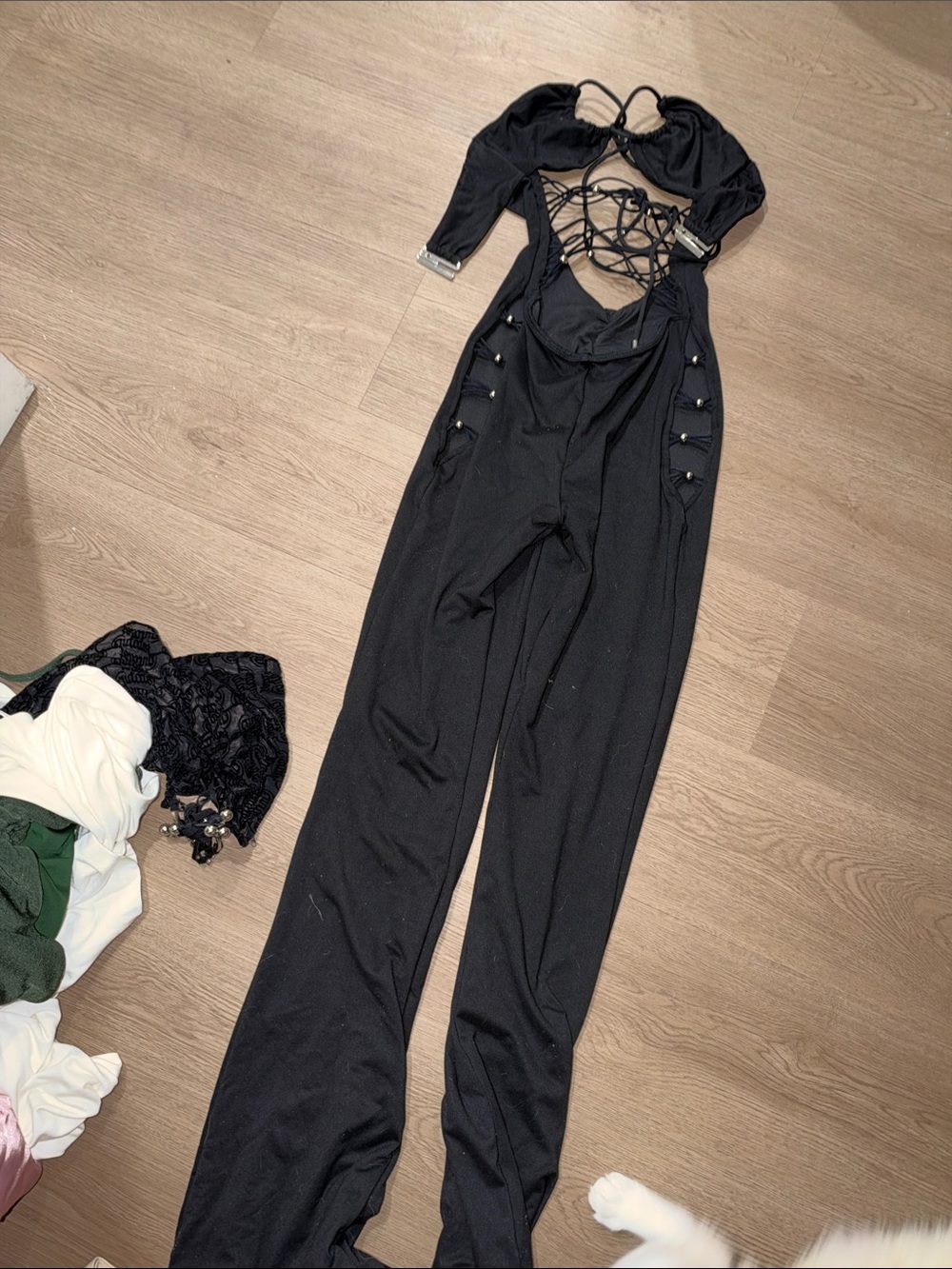 Outcast jumpsuit Women's Black Lace-Up Cutout Jumpsuit